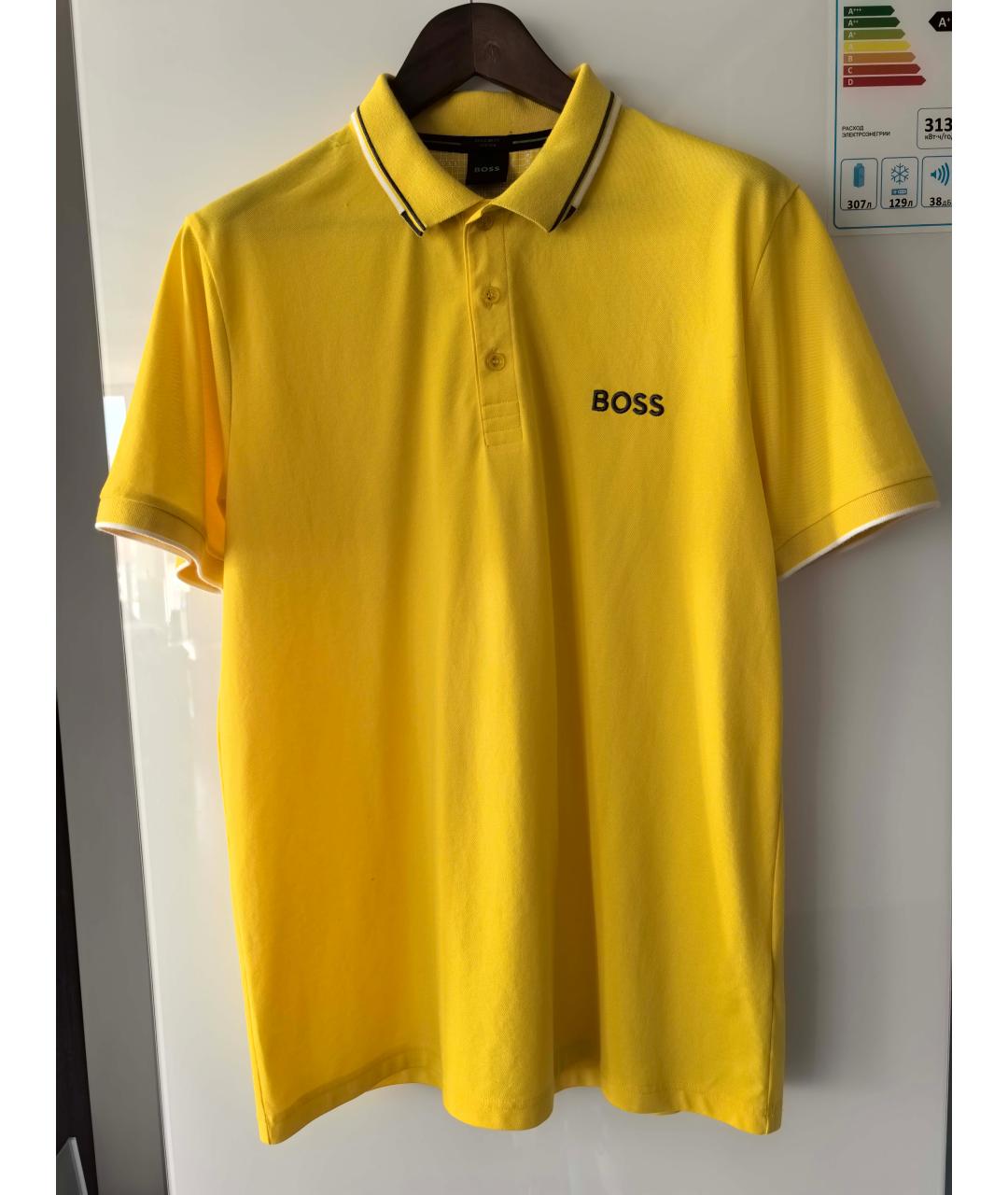 HUGO BOSS Желтое хлопковое поло с коротким рукавом, фото 7
