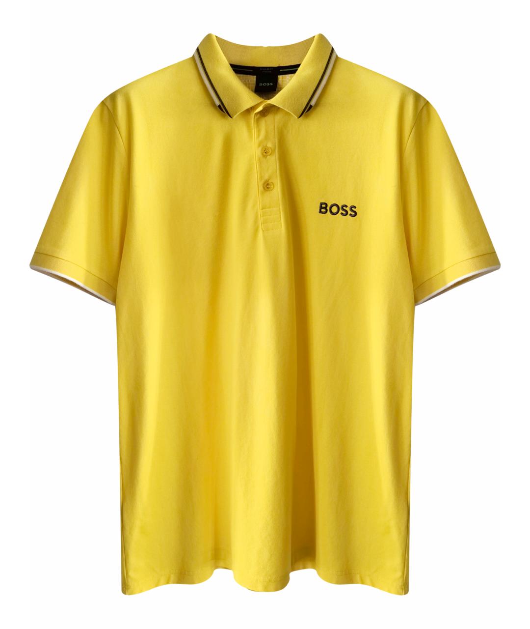 HUGO BOSS Желтое хлопковое поло с коротким рукавом, фото 1