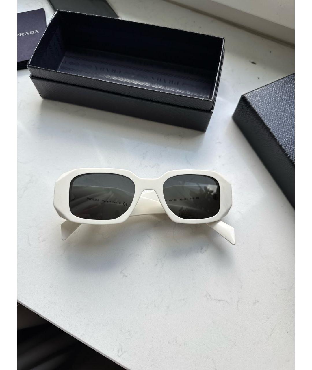 PRADA Белые пластиковые солнцезащитные очки, фото 6