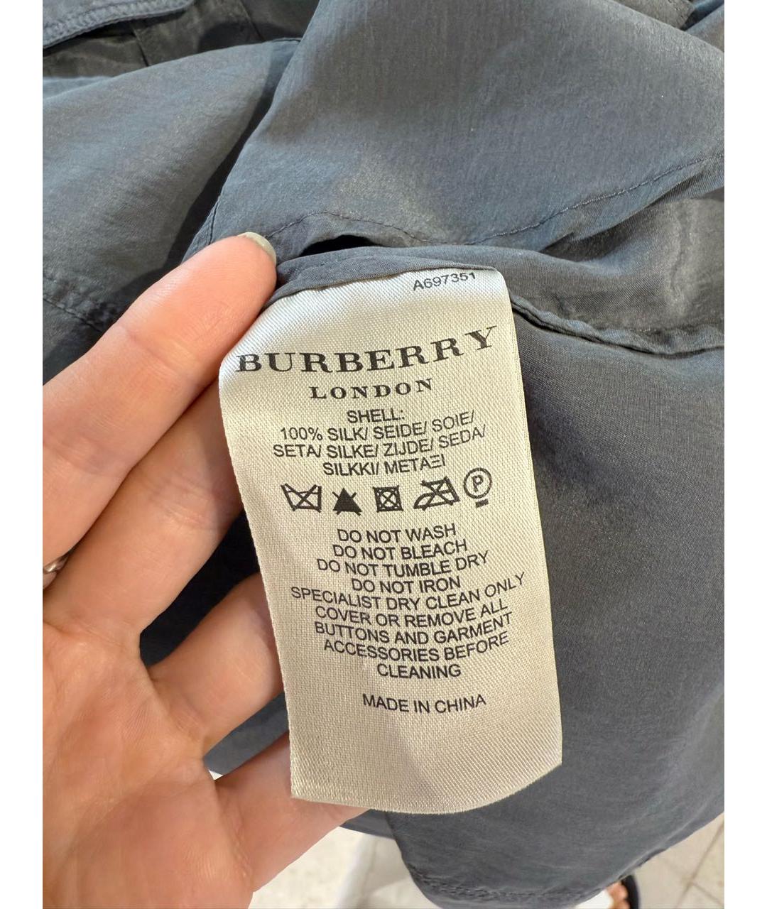 BURBERRY Антрацитовая шелковая блузы, фото 5