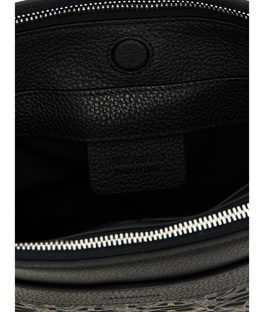 FERRAGAMO Черная кожаная сумка на плечо, фото 4