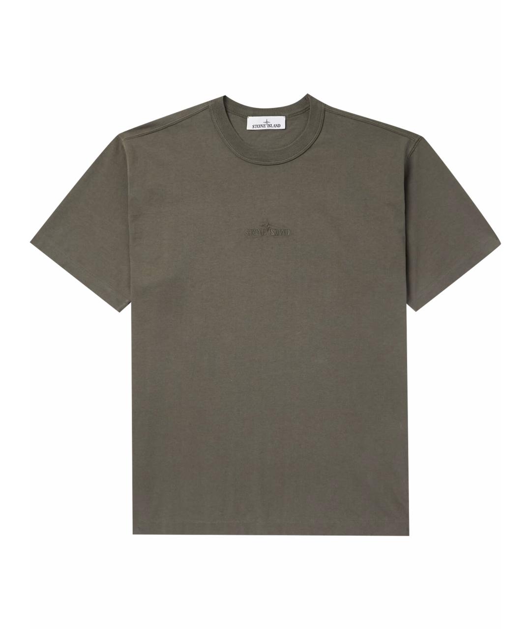 STONE ISLAND Хаки хлопковая футболка, фото 1