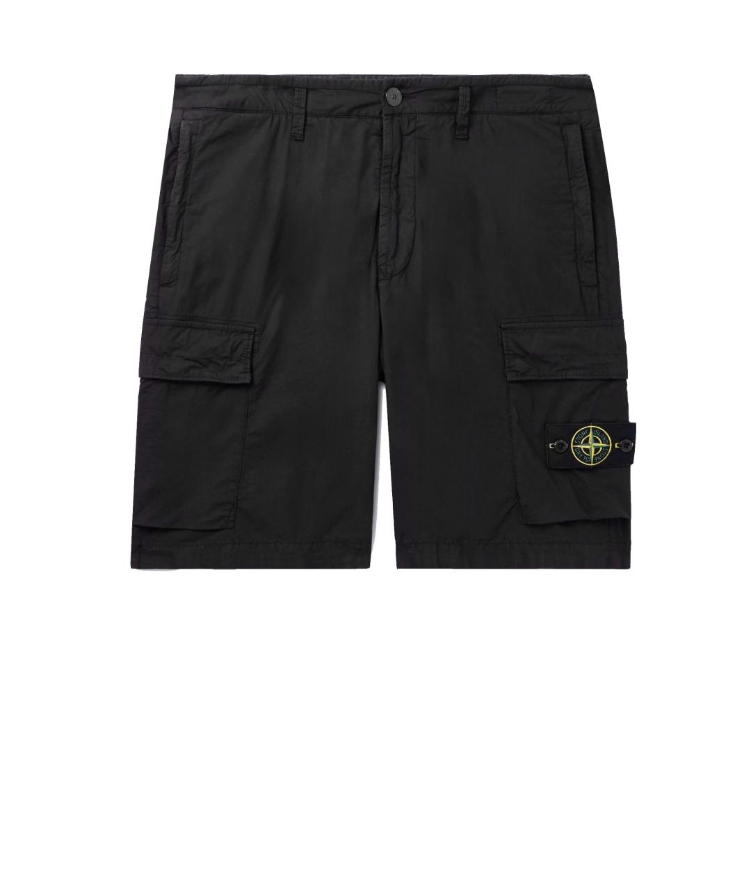 STONE ISLAND Черные хлопковые шорты, фото 3
