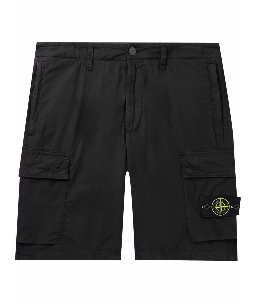 STONE ISLAND Черные хлопковые шорты, фото 1