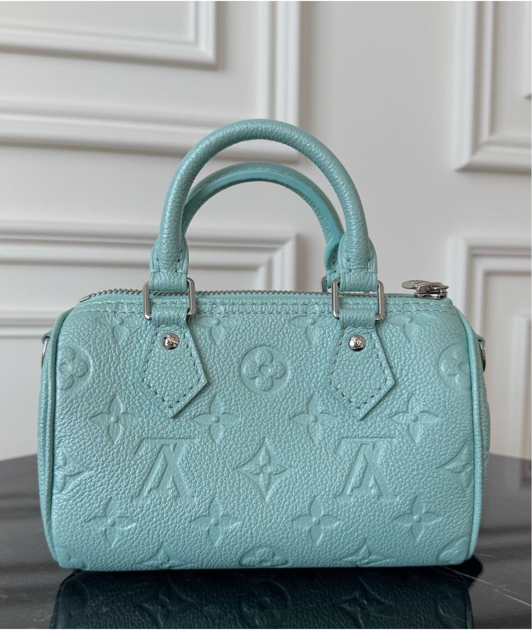 LOUIS VUITTON Бирюзовая кожаная сумка с короткими ручками, фото 4