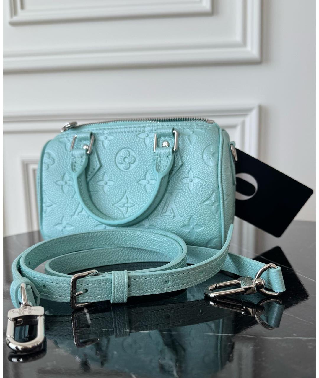 LOUIS VUITTON Бирюзовая кожаная сумка с короткими ручками, фото 5