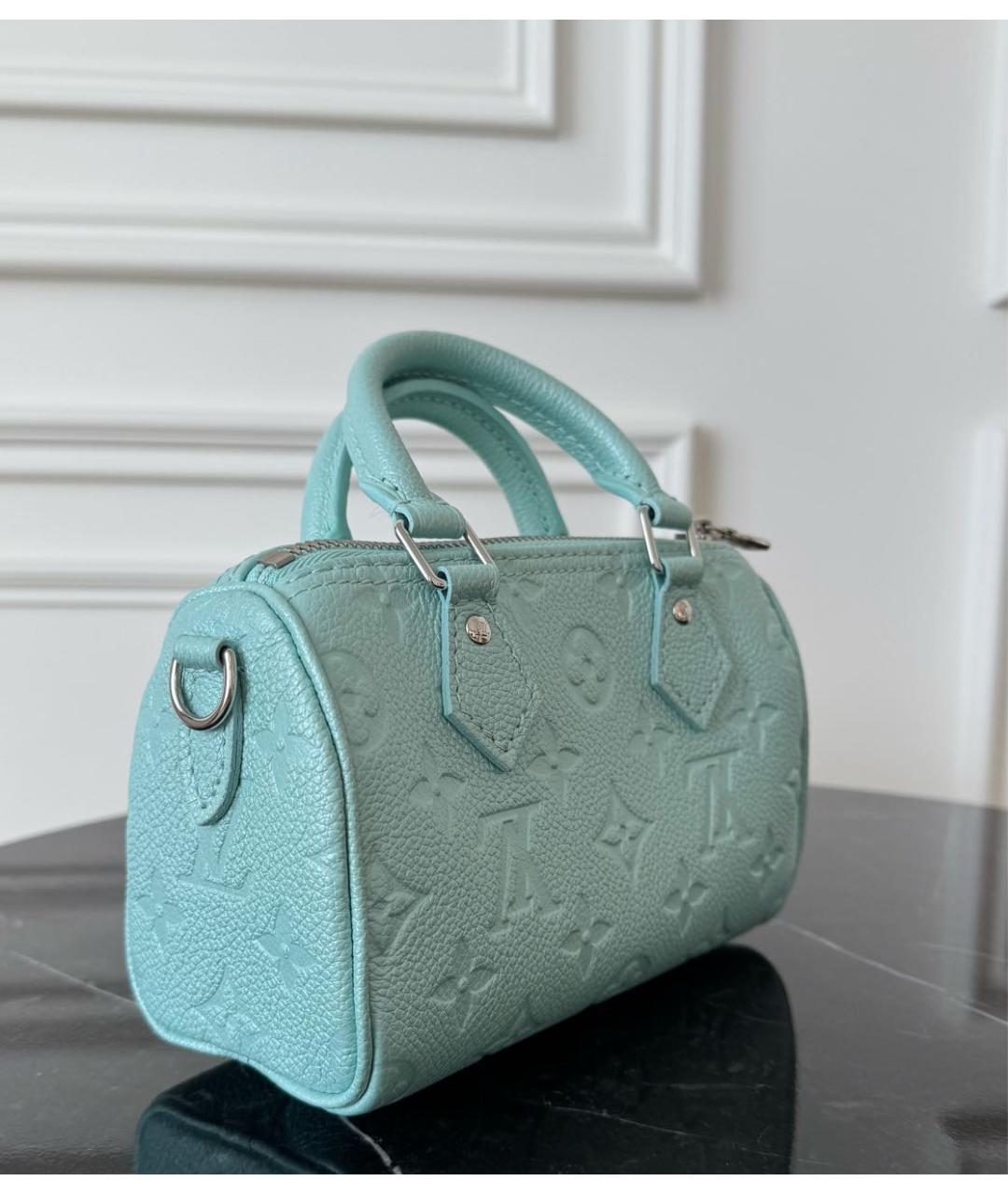 LOUIS VUITTON Бирюзовая кожаная сумка с короткими ручками, фото 6