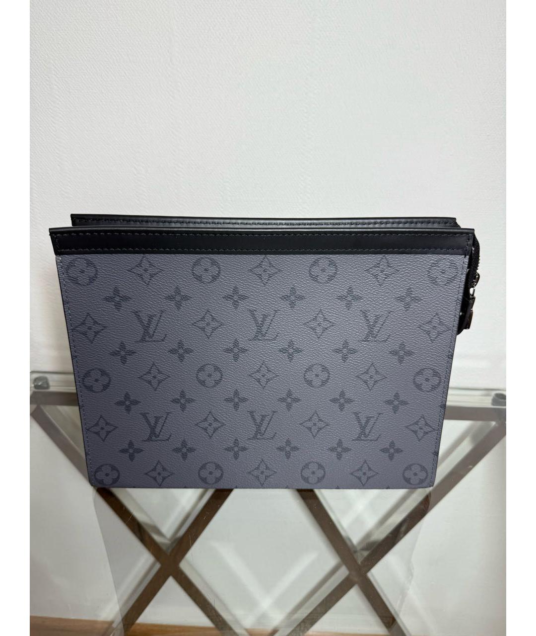 LOUIS VUITTON Антрацитовая кожаная папка для документов, фото 5