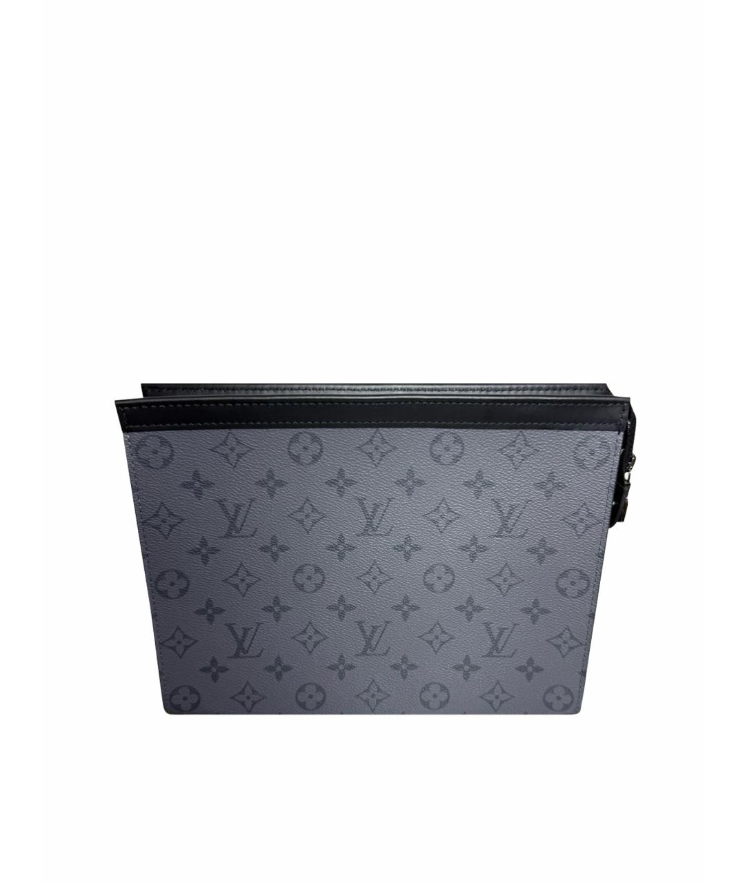 LOUIS VUITTON Антрацитовая кожаная папка для документов, фото 1