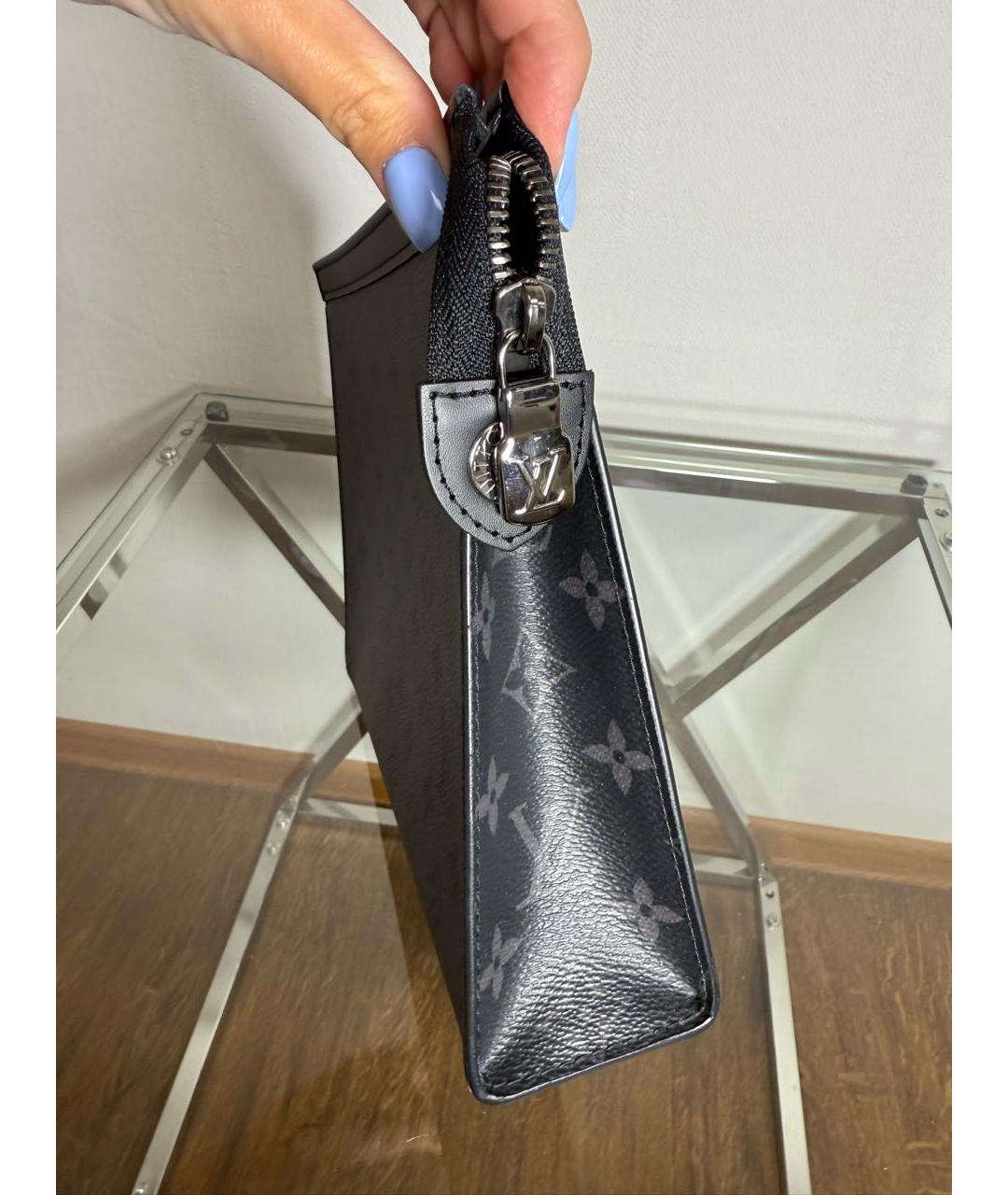 LOUIS VUITTON Антрацитовая кожаная папка для документов, фото 2