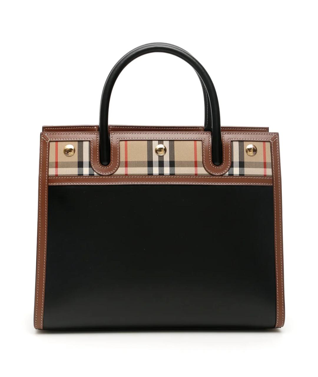 BURBERRY Черная кожаная сумка тоут, фото 1