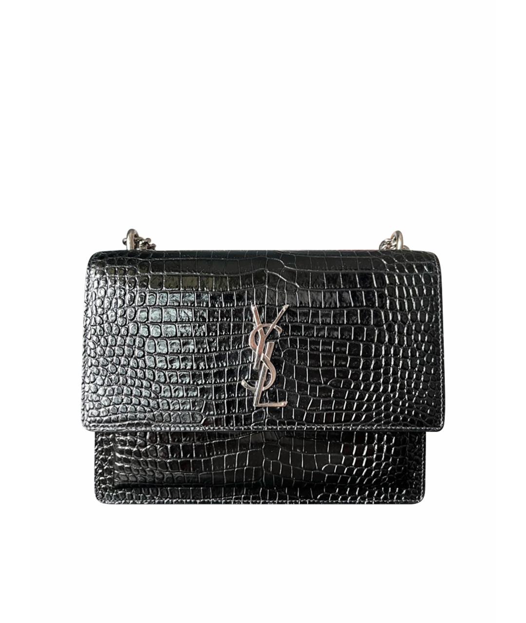 SAINT LAURENT Черная сумка через плечо из лакированной кожи, фото 1