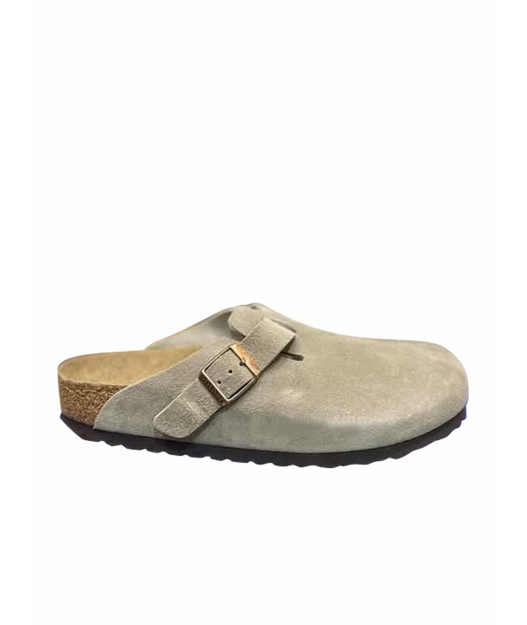 BIRKENSTOCK Бежевые замшевые сабо, фото 4