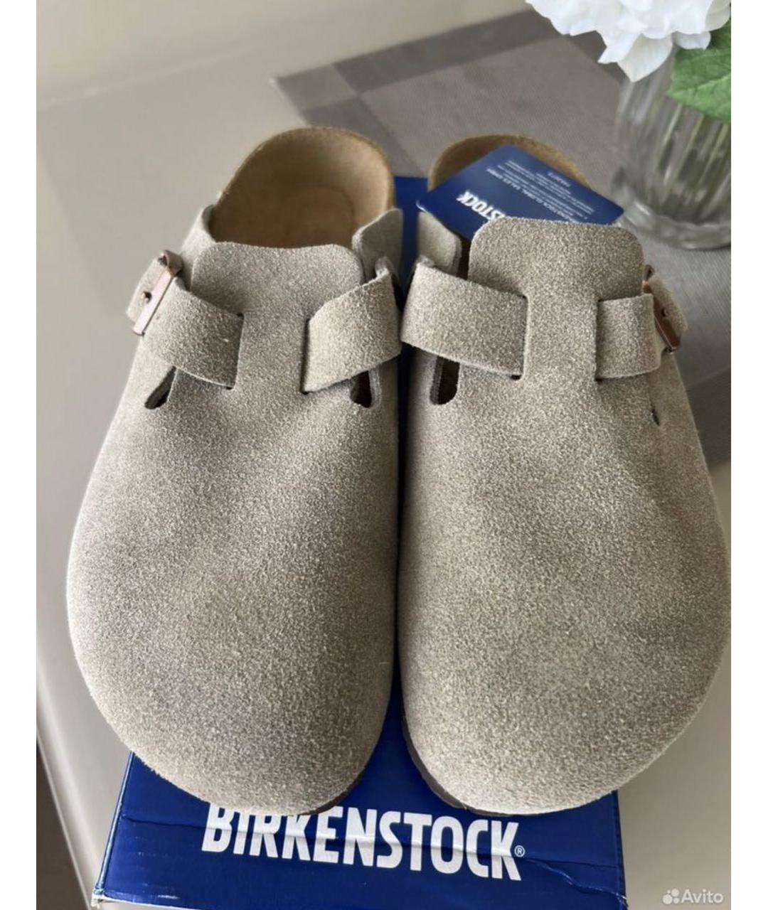 BIRKENSTOCK Бежевые замшевые сабо, фото 2