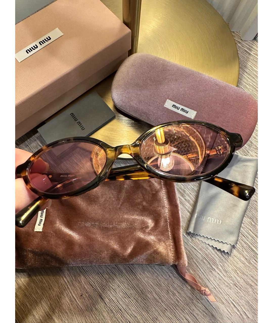 MIU MIU Розовые пластиковые солнцезащитные очки, фото 4
