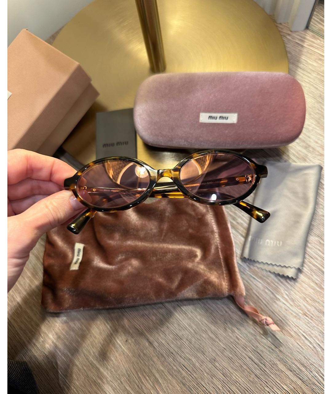MIU MIU Розовые пластиковые солнцезащитные очки, фото 2