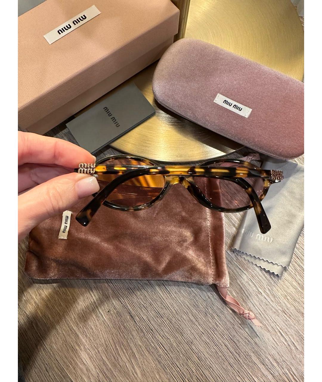 MIU MIU Розовые пластиковые солнцезащитные очки, фото 3