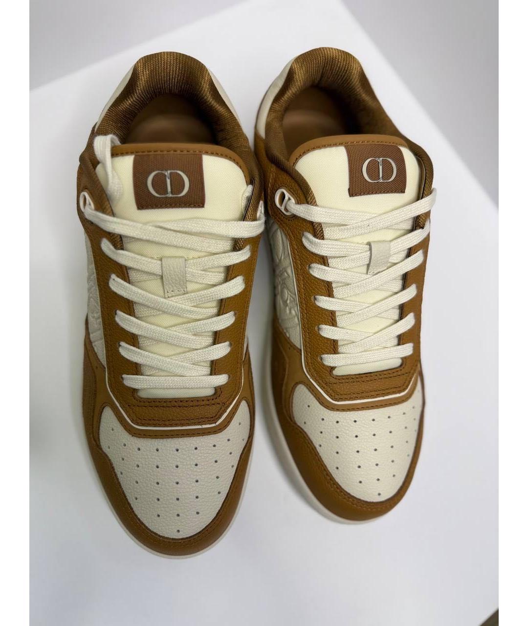 CHRISTIAN DIOR Коричневые кожаные низкие кроссовки / кеды, фото 2