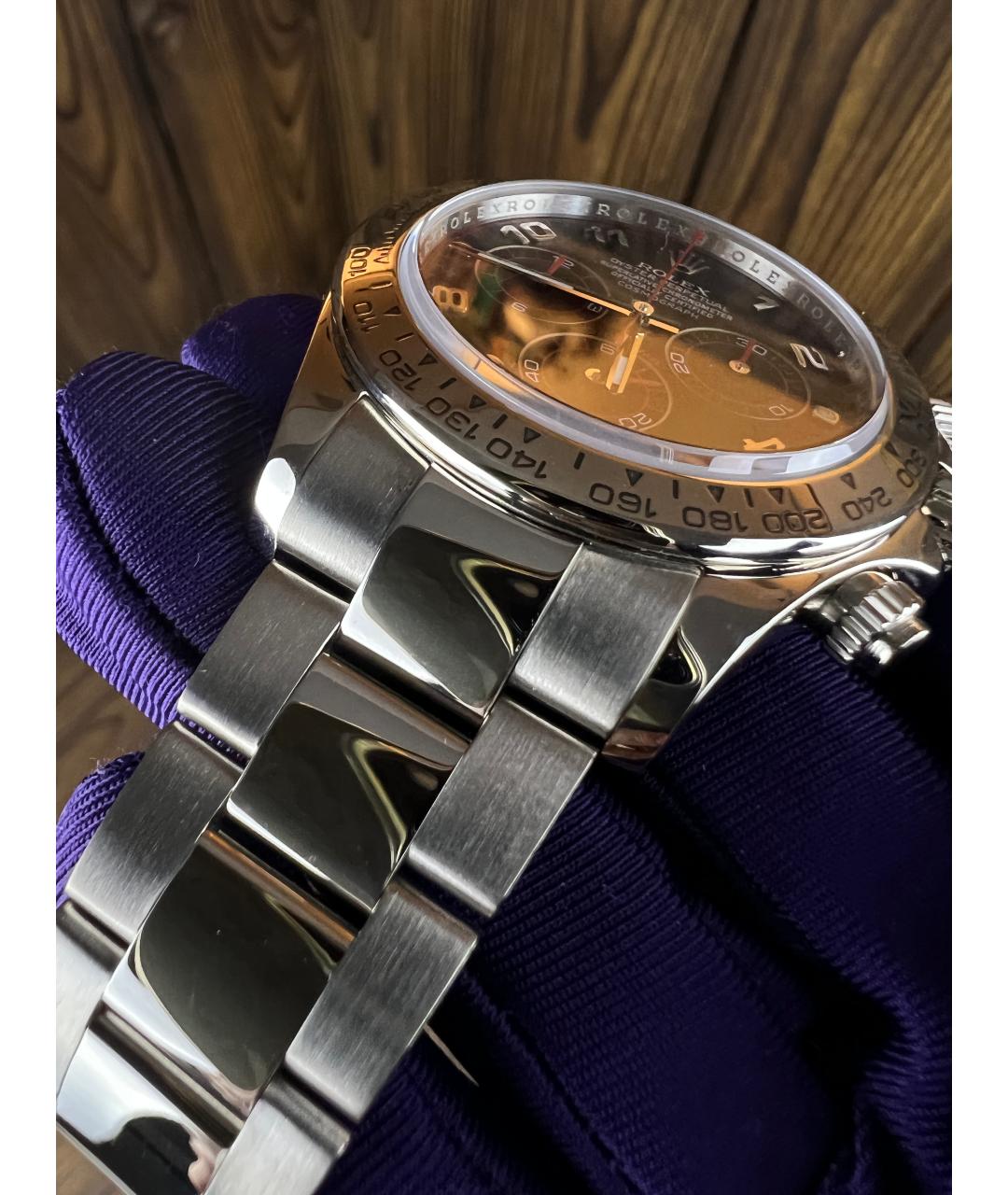 ROLEX Черные часы из белого золота, фото 3