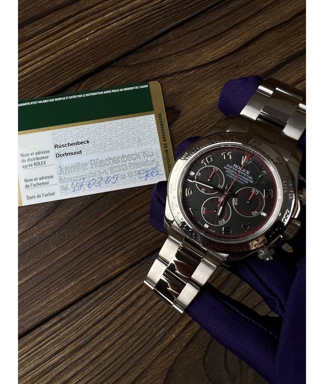 ROLEX Черные часы из белого золота, фото 2