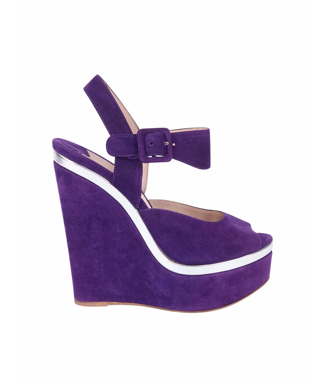 MIU MIU Фиолетовые замшевые босоножки, фото 1