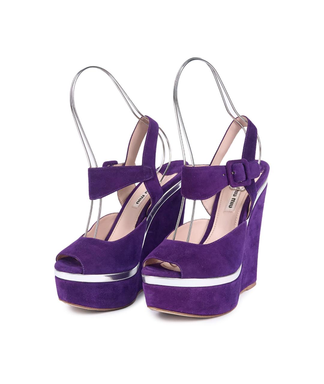 MIU MIU Фиолетовые замшевые босоножки, фото 5