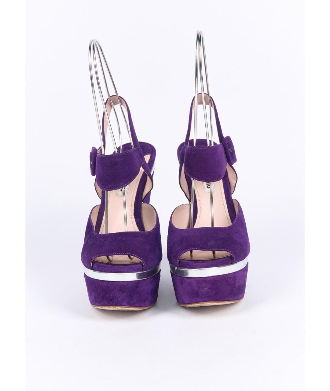 MIU MIU Фиолетовые замшевые босоножки, фото 2