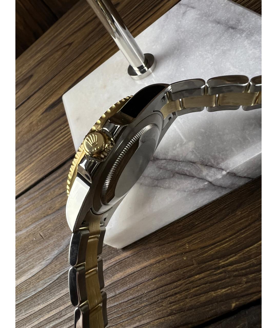 ROLEX Черные часы из желтого золота, фото 4