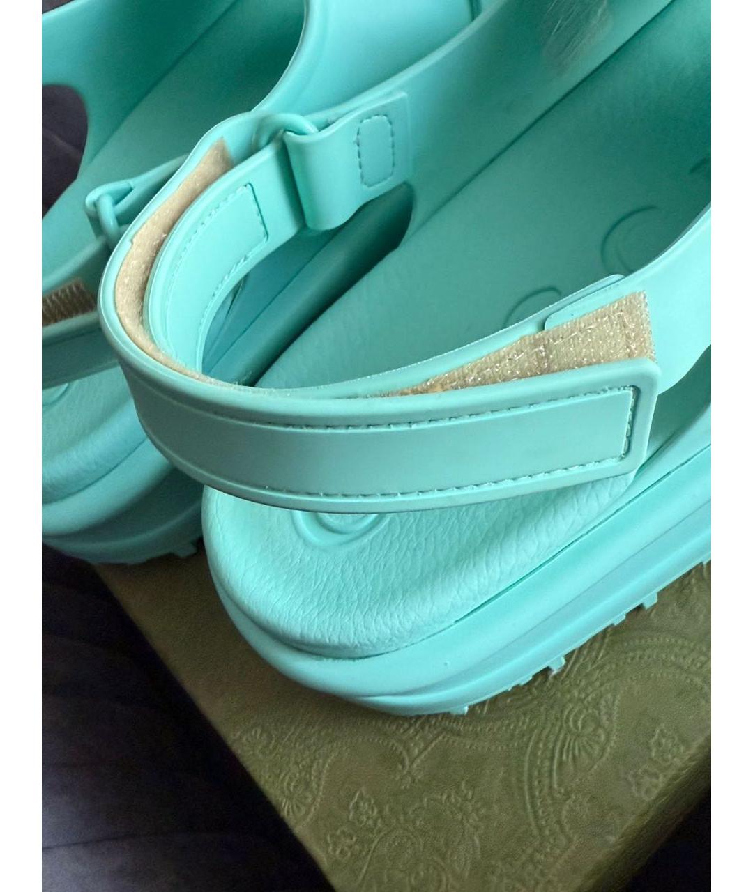 GUCCI Бирюзовые синтетические шлепанцы, фото 7