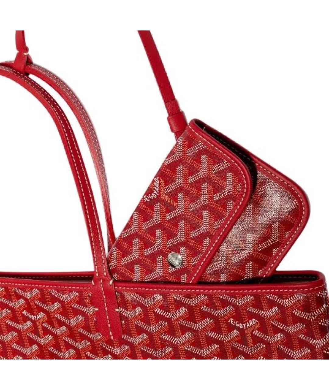 GOYARD Красная кожаная сумка тоут, фото 4
