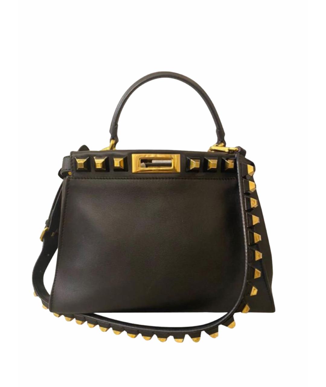 FENDI Черная кожаная сумка тоут, фото 1