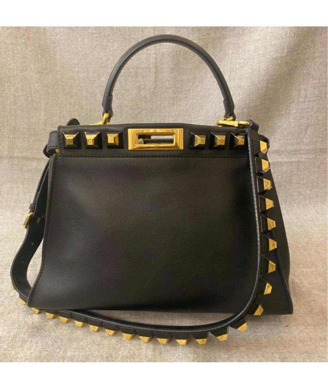 FENDI Черная кожаная сумка тоут, фото 3