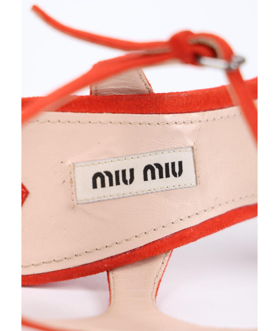 MIU MIU Оранжевое замшевые босоножки, фото 3