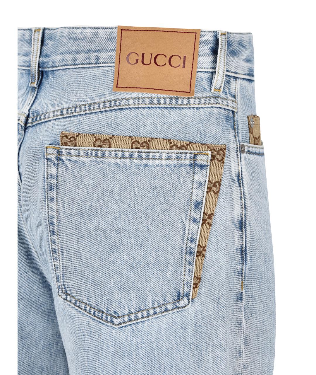 GUCCI Голубые прямые джинсы, фото 3