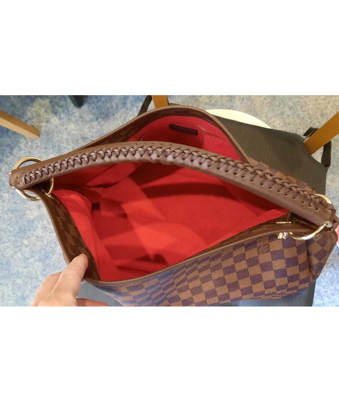 LOUIS VUITTON Коричневая кожаная сумка тоут, фото 4