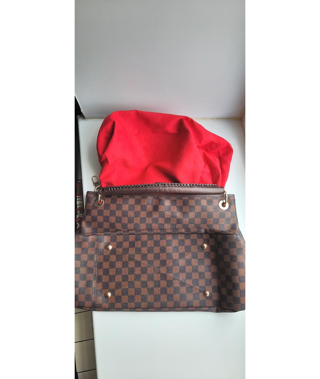 LOUIS VUITTON Коричневая кожаная сумка тоут, фото 8