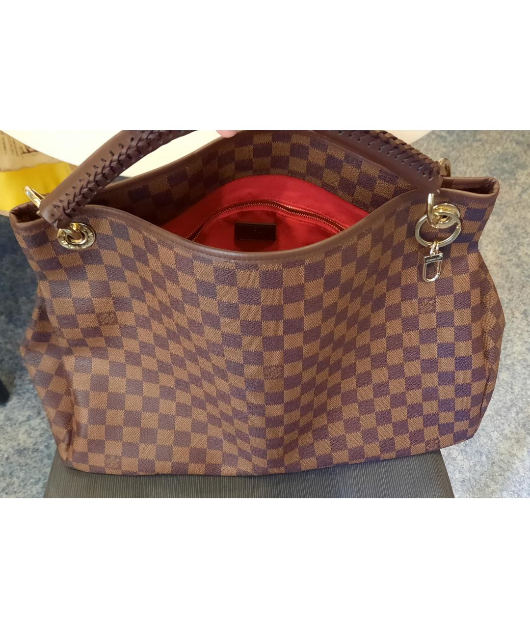LOUIS VUITTON Коричневая кожаная сумка тоут, фото 2