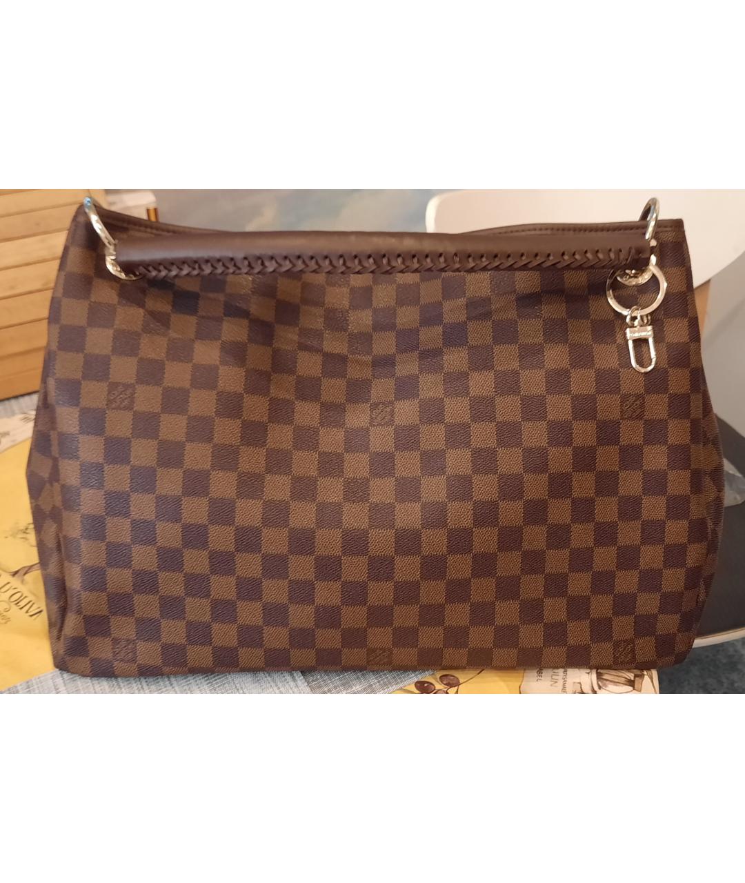 LOUIS VUITTON Коричневая кожаная сумка тоут, фото 10