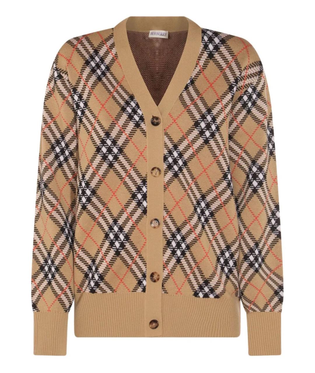 BURBERRY Коричневый шерстяной кардиган, фото 1