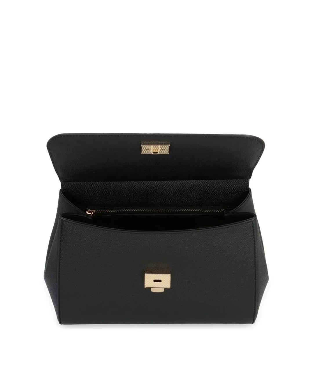 DOLCE&GABBANA Черная кожаная сумка с короткими ручками, фото 5