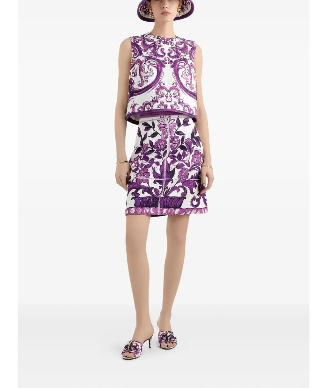 DOLCE&GABBANA Фиолетовая хлопковая юбка мини, фото 2