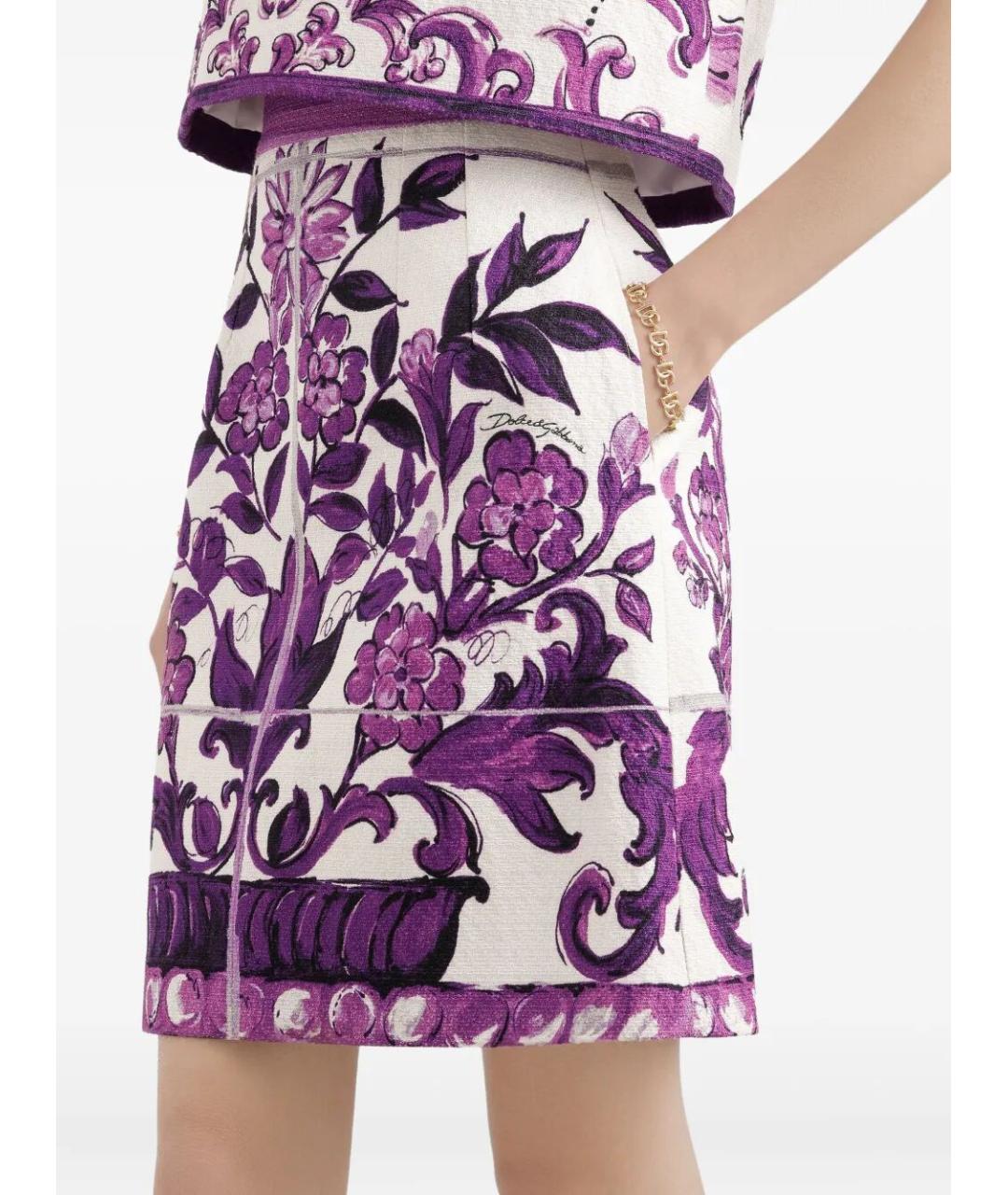 DOLCE&GABBANA Фиолетовая хлопковая юбка мини, фото 3