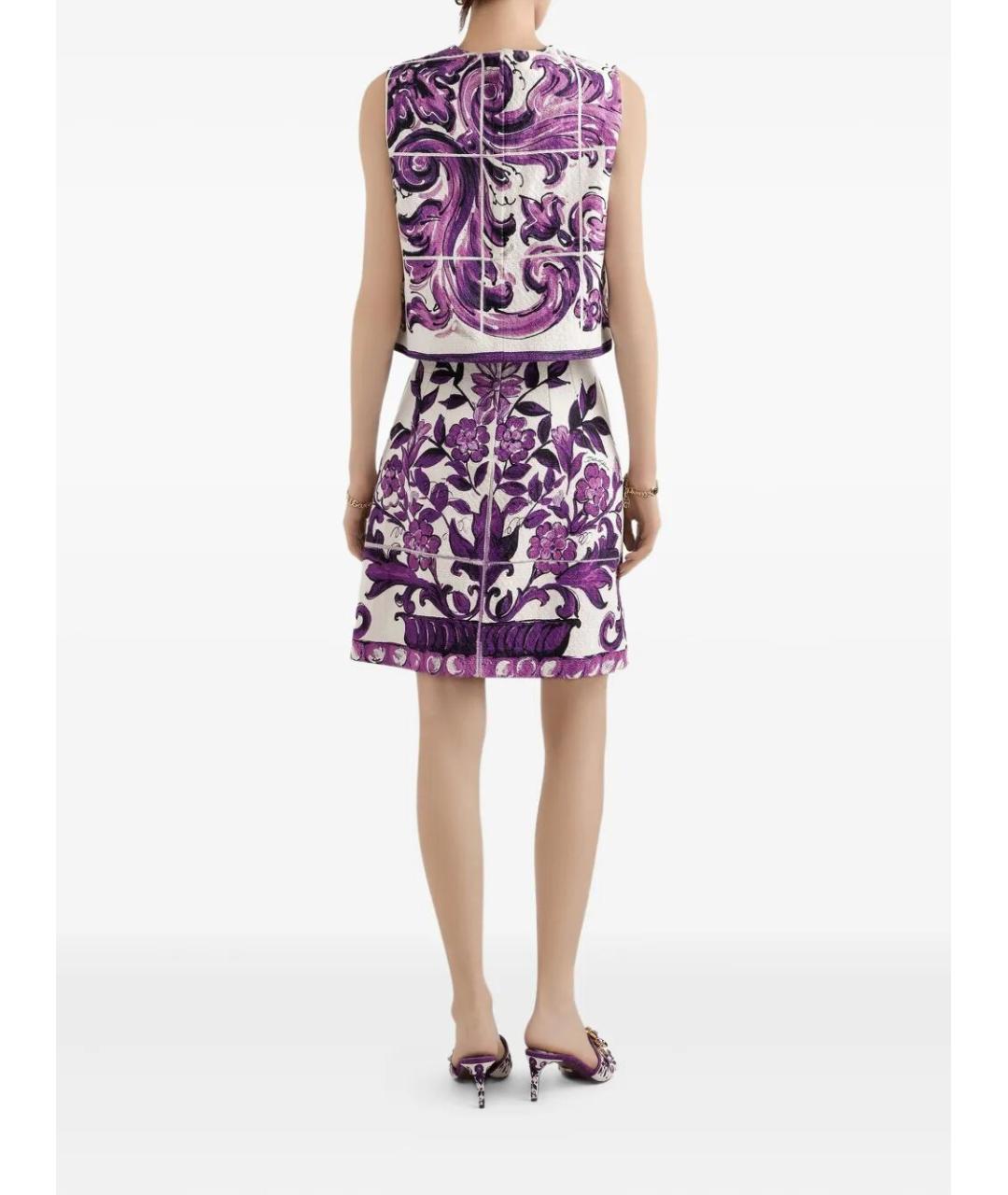 DOLCE&GABBANA Фиолетовая хлопковая юбка мини, фото 5