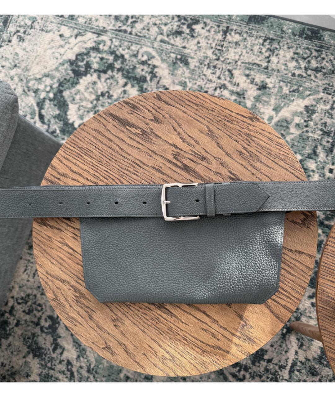 HERMES Серая кожаная поясная сумка, фото 2