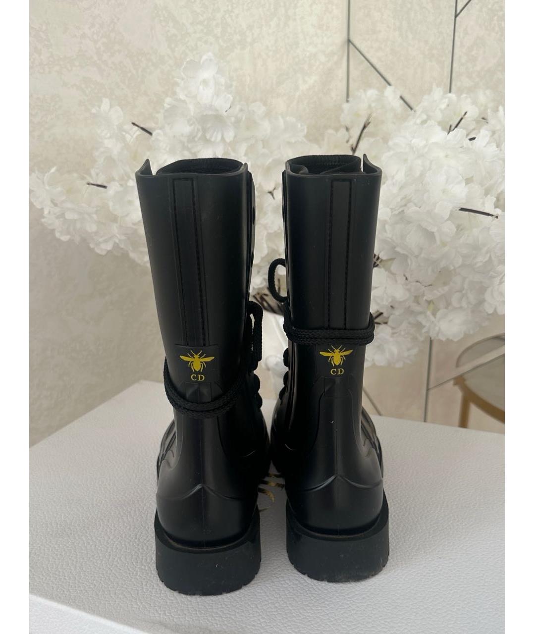 CHRISTIAN DIOR Черные резиновые сапоги, фото 3