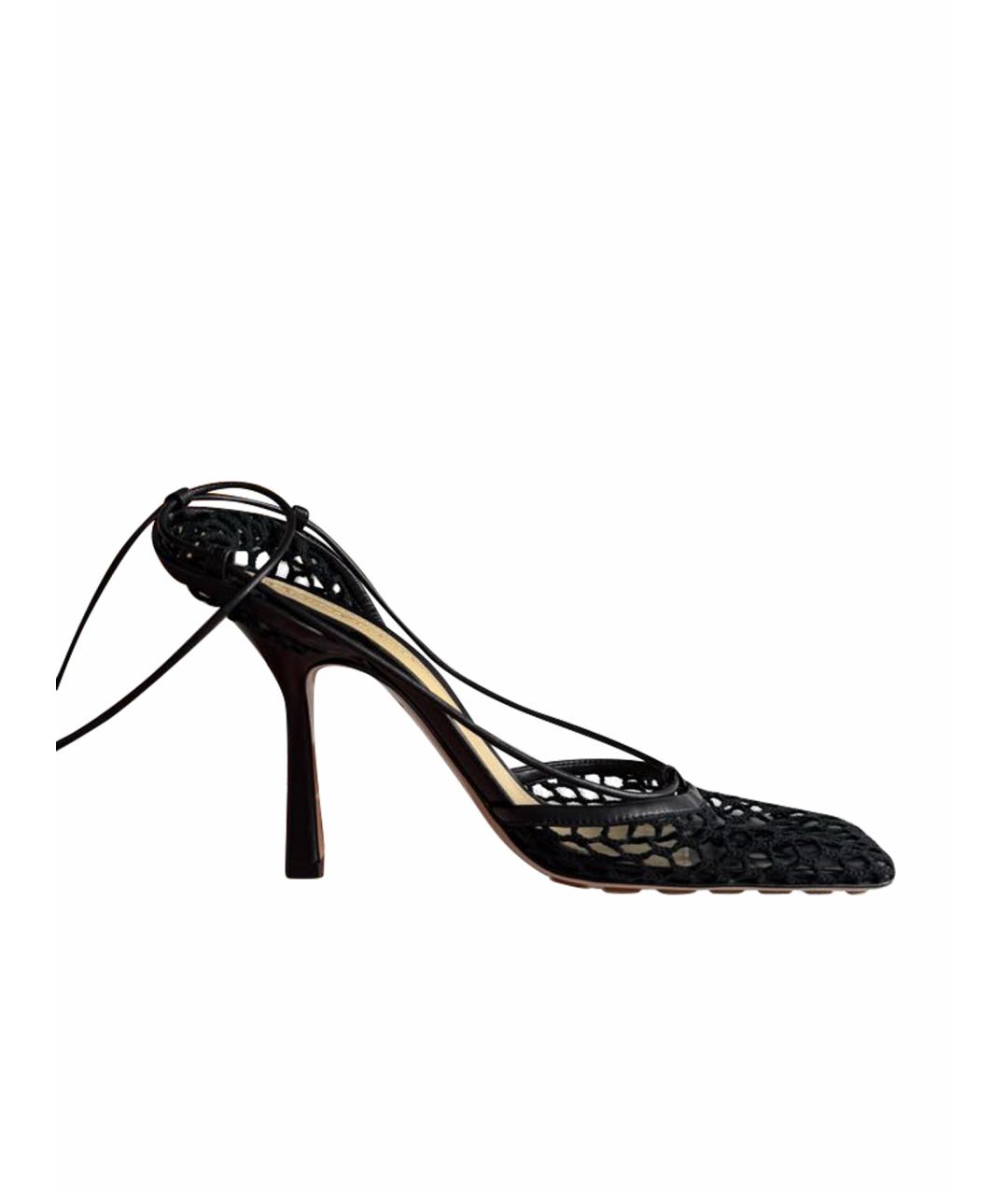 BOTTEGA VENETA Черные кожаные босоножки, фото 1