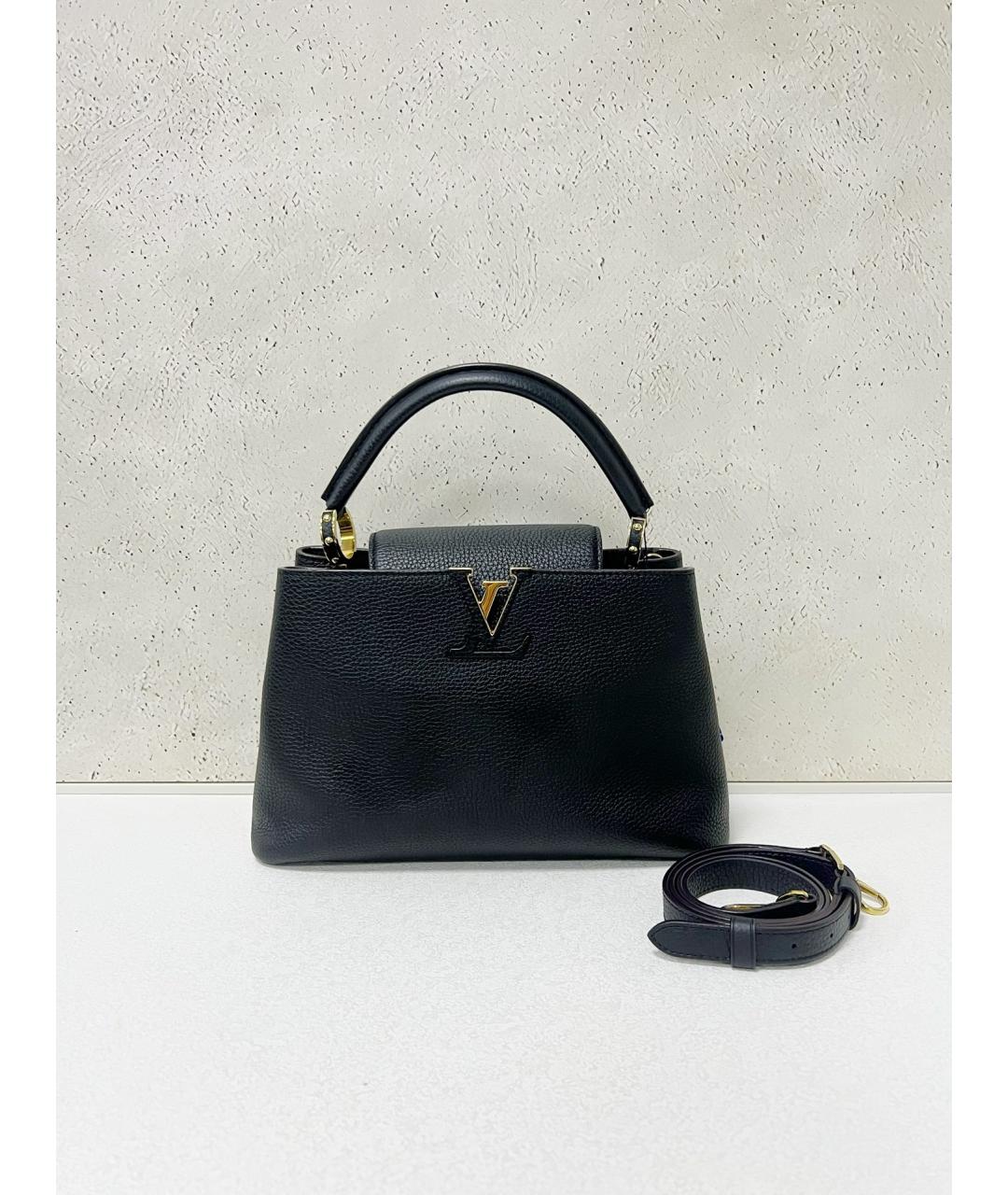 LOUIS VUITTON Черная кожаная сумка тоут, фото 7