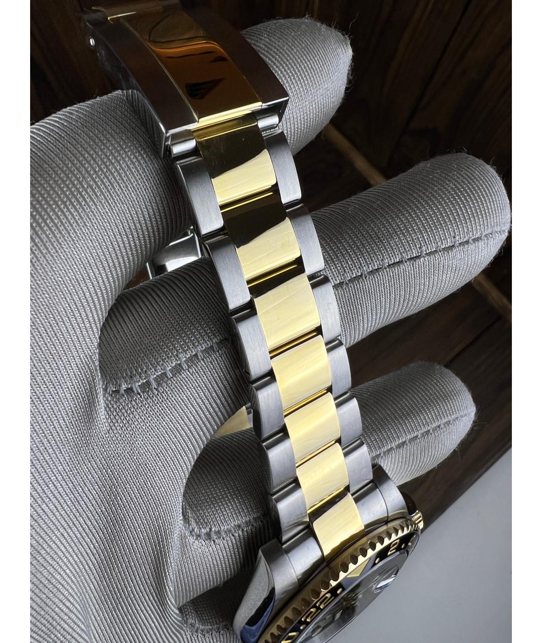 ROLEX Черные часы из желтого золота, фото 8