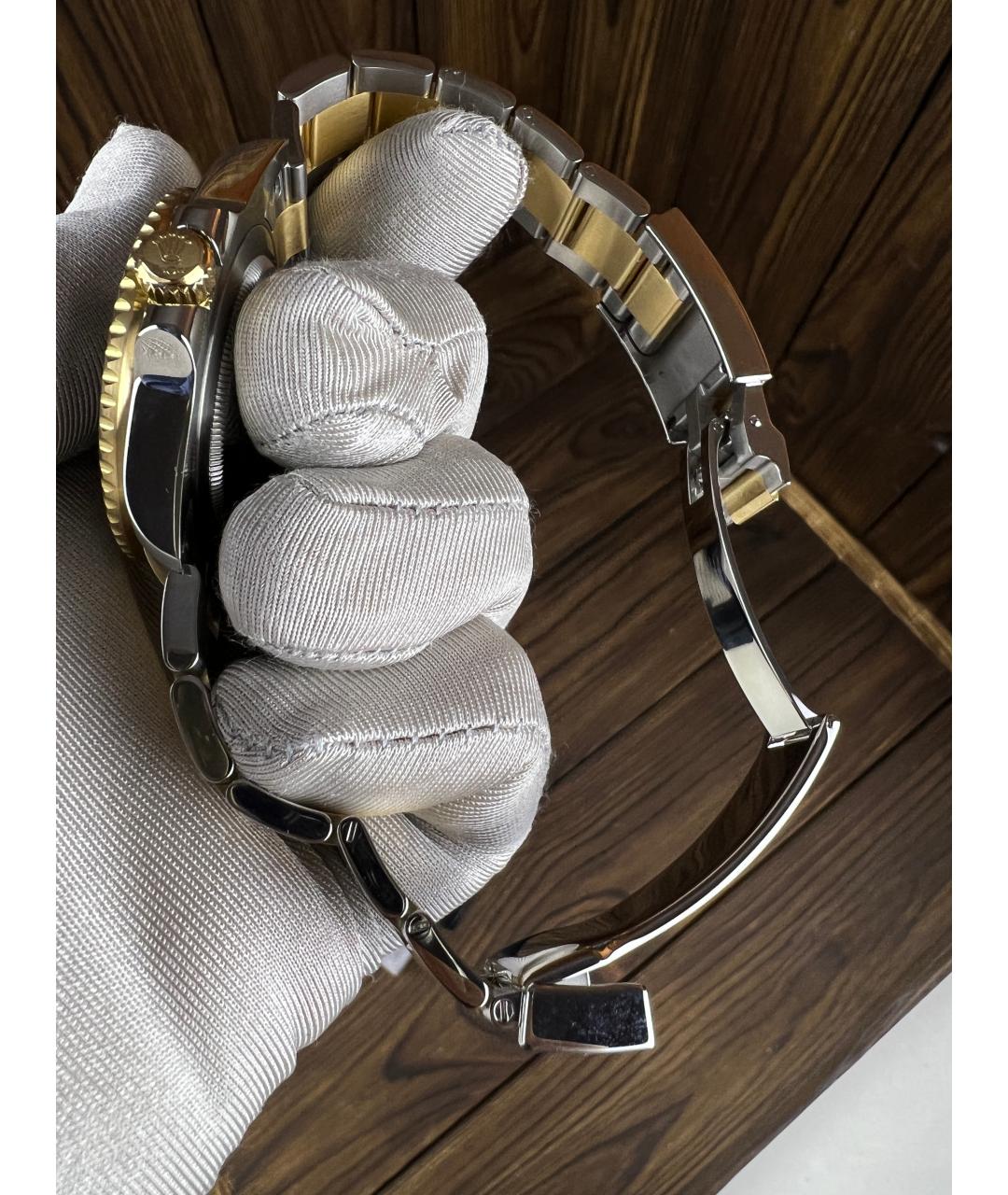 ROLEX Черные часы из желтого золота, фото 7
