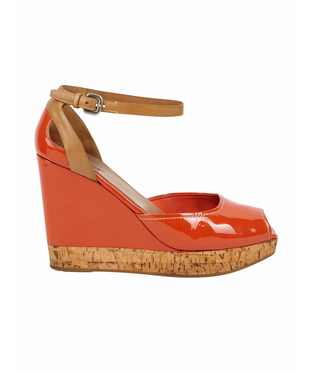 PRADA Оранжевое босоножки из лакированной кожи, фото 1